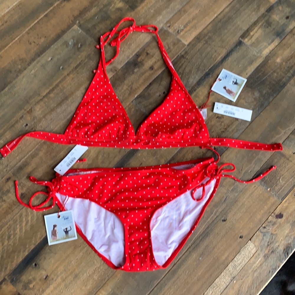 JCREW -Red polka dot bikini .. size 6 NWT